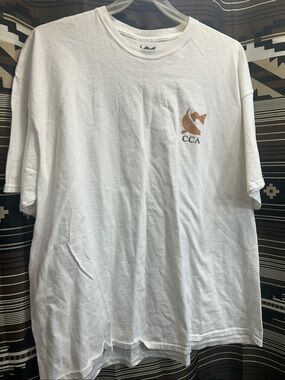 White Short-Sleeve Tee with Tan CCA Logo